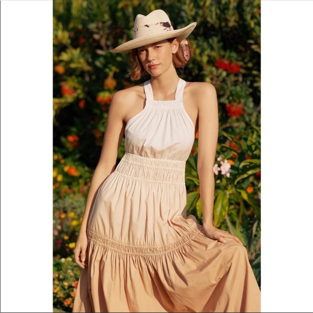 Anthropologie Magali Pascal tiered ombré halter maxi dress